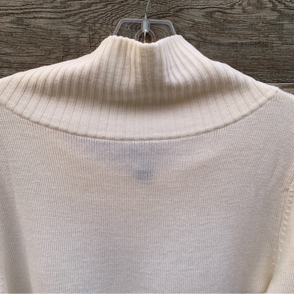 Eileen Fisher Sweater Womens L Merino Wool Tunic Long Sleeve Mock Ivory Cream - Picture 9 of 16